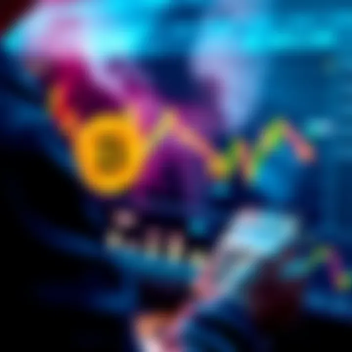 A person looking at a chart showing Bitcoin's price fluctuations with a calculator in hand, contemplating investment options.