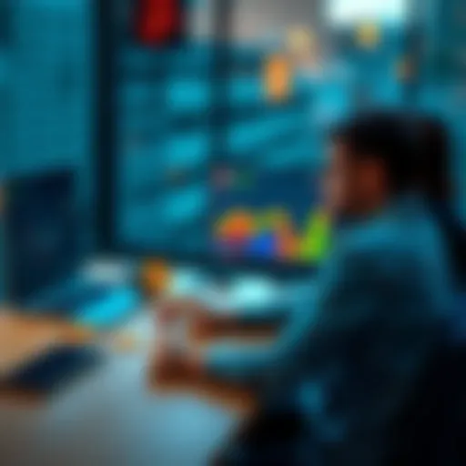 A person sitting at a table with a laptop showing Bitcoin charts, looking thoughtful while a worried spouse watches nearby.