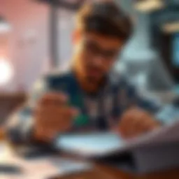 Bitcoin Investment Discovery A 31-year-old person looking at a smartphone screen showing Bitcoin value and investment details, surrounded by financial documents and a calculator.