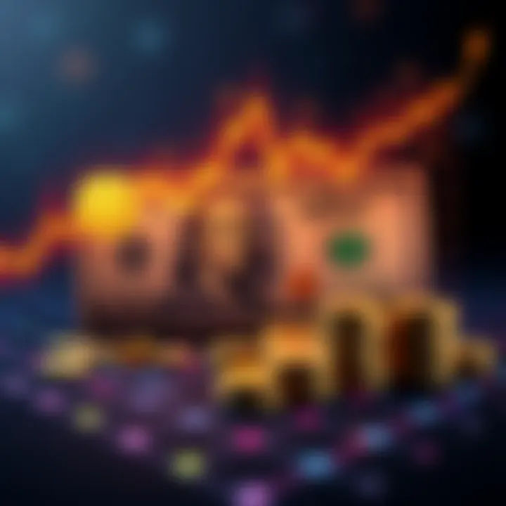 A graphic showing the rise and fall of Bitcoin value from 2010 to 2025, featuring a line chart and a $1,000 bill transforming into digital coins.