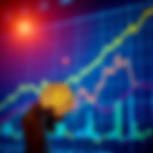 Bitcoin Investment Growth A person considering Bitcoin investments with a graph showing an upward trend in cryptocurrency prices in the background.