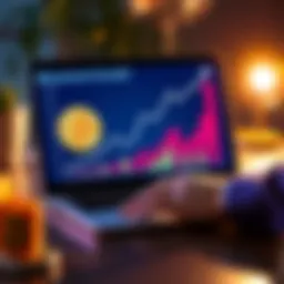 Bitcoin Investment Growth A person analyzing Bitcoin trends on a laptop with a graph showing upward growth, symbolizing the importance of investing in Bitcoin now.