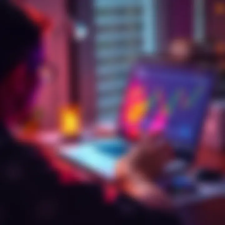 A beginner reviewing Bitcoin investment strategies with a laptop and charts on the screen