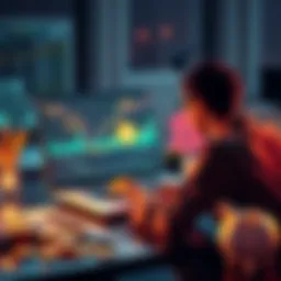 A person analyzing Bitcoin trends on a laptop with financial charts and a piggy bank nearby.