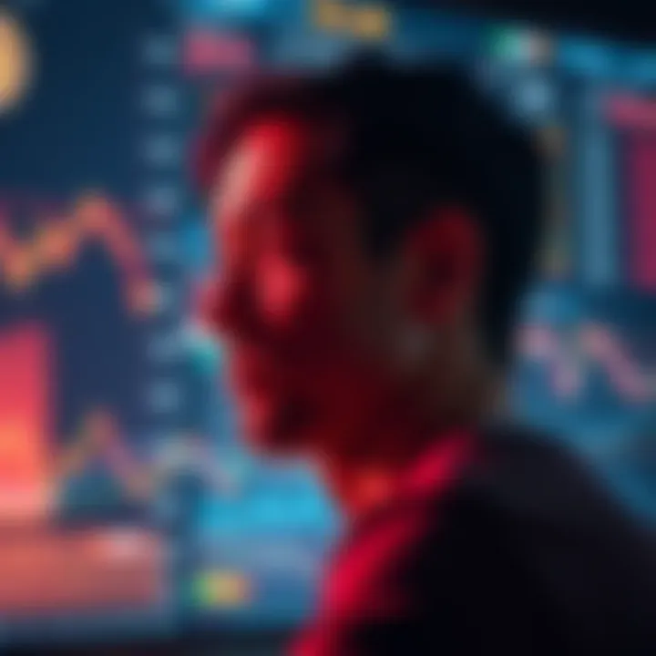 A person looking at Bitcoin price charts with a thoughtful expression, reflecting on their investment choices during market dips.