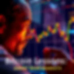 A person focusing on a digital Bitcoin chart with a thoughtful expression, reflecting on market trends and strategies during bear markets.