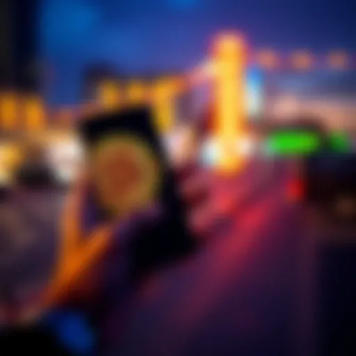 A person holding a smartphone displaying Bitcoin and a Ledger cold wallet for secure storage of digital assets.