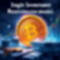 A digital illustration showing a bullish Bitcoin symbol with a backdrop of US government bonds and a gloomy financial chart, symbolizing investment opportunities in a tough market.