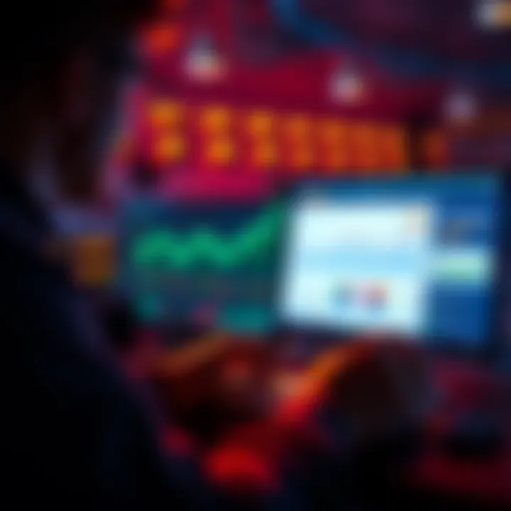 A person reviewing a Bitcoin investment page on a computer, with charts and graphics showing investment potential.