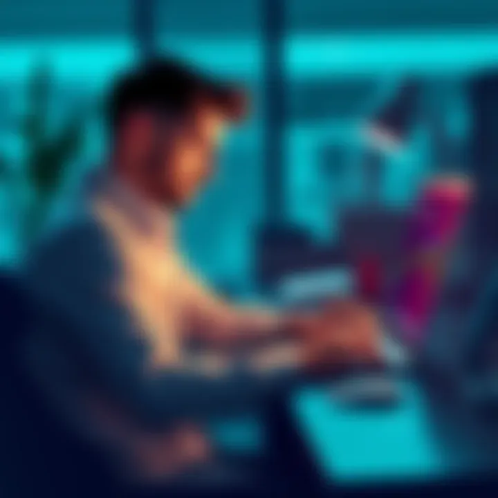 A person sits at a desk looking at cryptocurrency charts on a laptop, expressing mixed emotions about past Bitcoin investments.