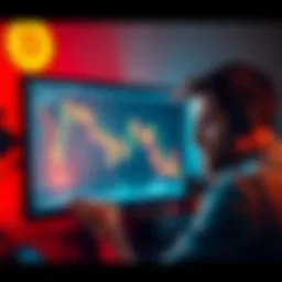 A person looking worried while staring at a Bitcoin chart on a computer screen, reflecting the emotional stress of cryptocurrency investments.