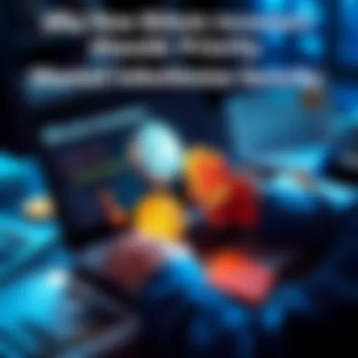 Bitcoin investment security A person securing Bitcoin on a laptop with a hardware wallet and educational materials around them