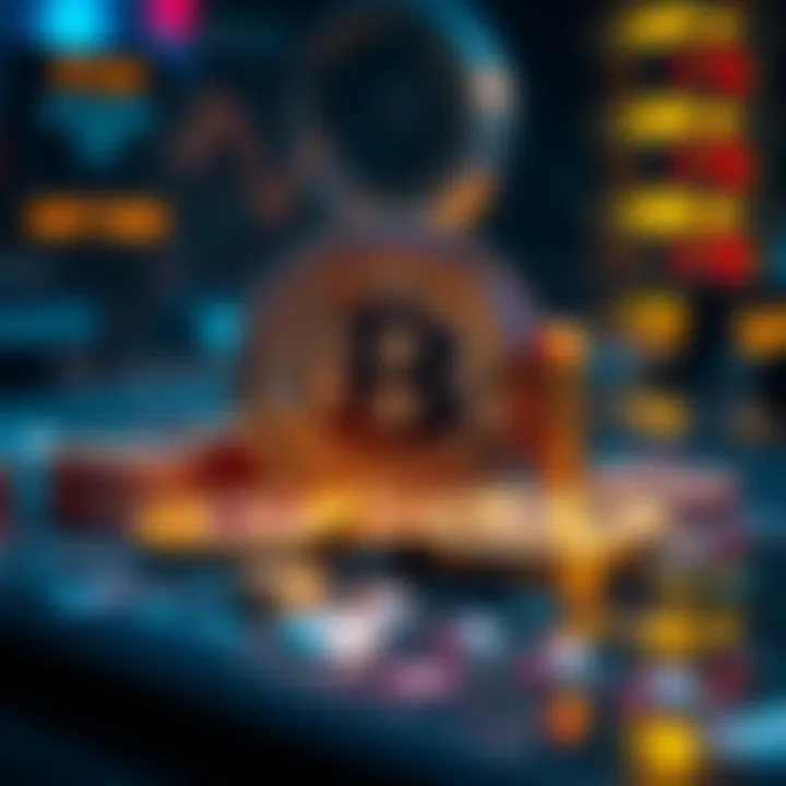 Visual representation of Bitcoin investments with graphs and charts signaling market trends.