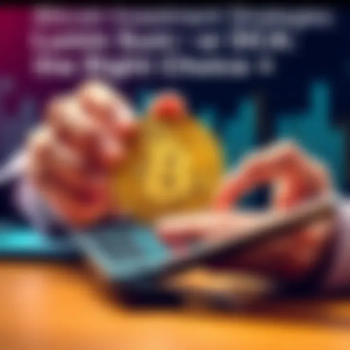 A person holding a Bitcoin symbol with a calculator and notepad, representing investment choices