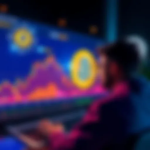 A person looking at a Bitcoin chart, showing market cycles and investment decisions