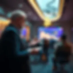 An expert analyst explaining Bitcoin strategies to a group of people in a seminar setting.