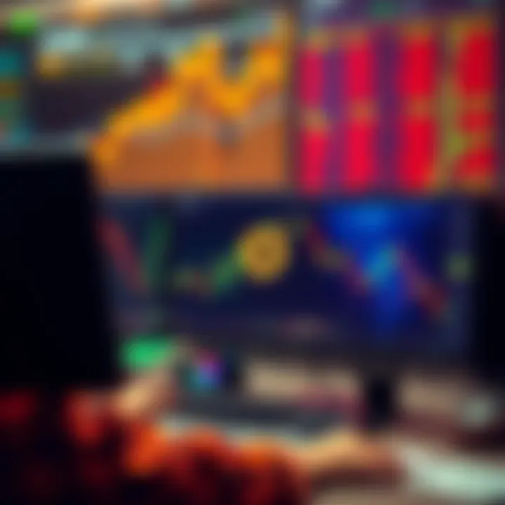 A trader monitors Bitcoin prices on a computer screen while calculating weekly investments, showing a positive mindset towards the market drop.