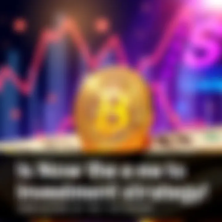Illustration of Bitcoin symbol with upward trend graph and dollar bills, representing investment potential.