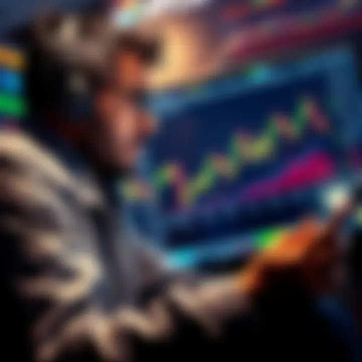 An investor looking at Bitcoin charts, planning to buy more despite losses.