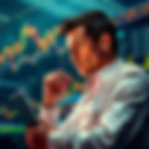 Individual contemplating a $10,000 investment in Bitcoin while reviewing financial charts and market trends.