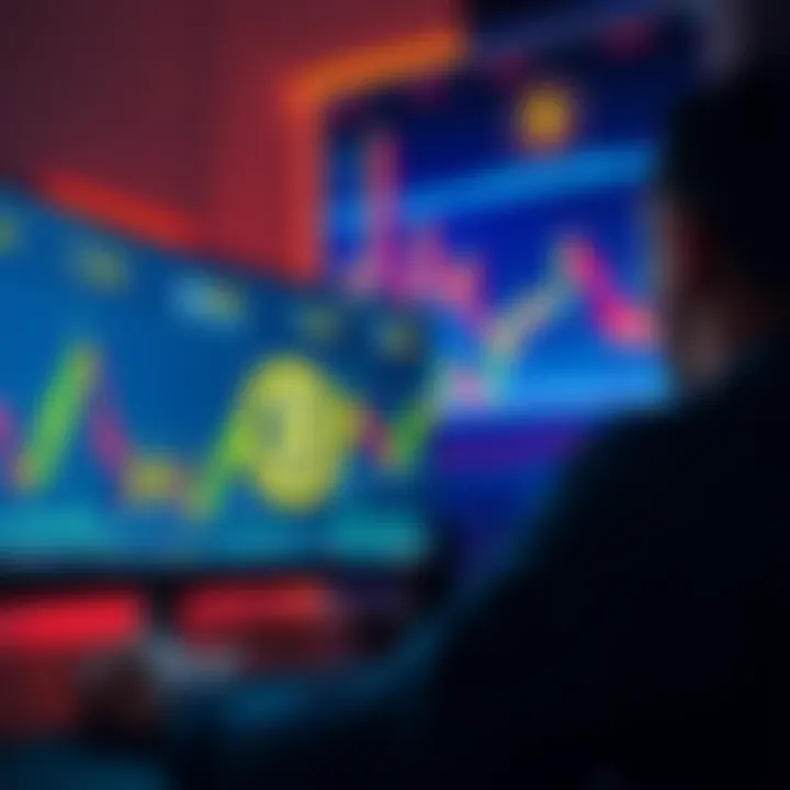 Bitcoin Investment Timing A person looking at a Bitcoin chart on a computer screen, contemplating investment decisions. The scene shows a mix of excitement and concern over market fluctuations.