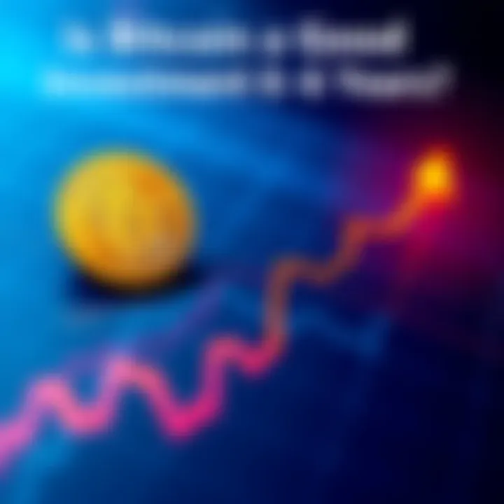 Bitcoin coin on a graph showing upward trends in the last 6-7 years