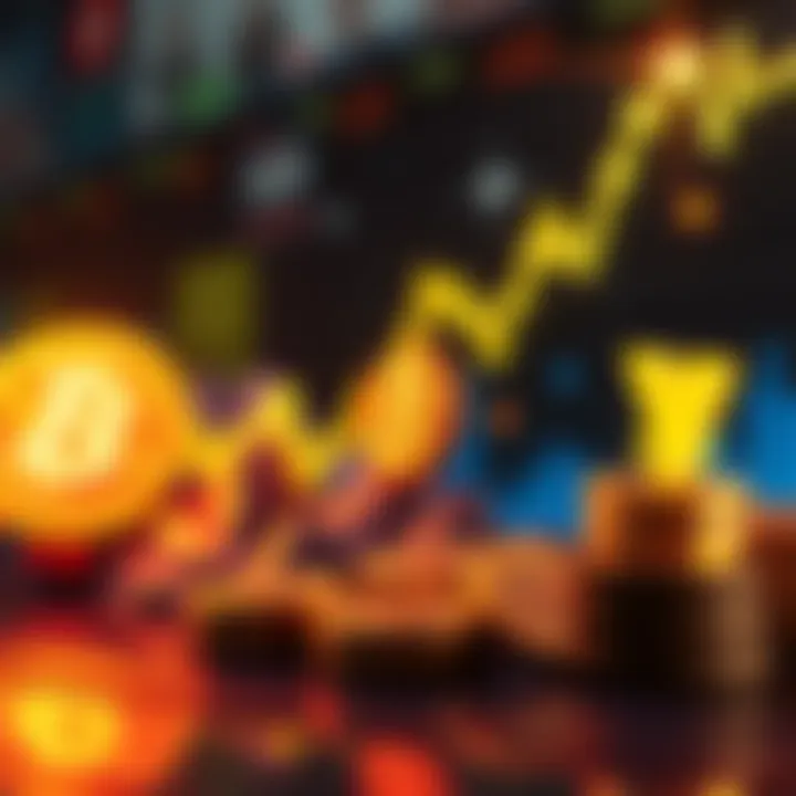 A visual representation of Bitcoin price chart with peaks and dips, alongside icons of cash and investment, symbolizing profit-taking and continued buying strategies.