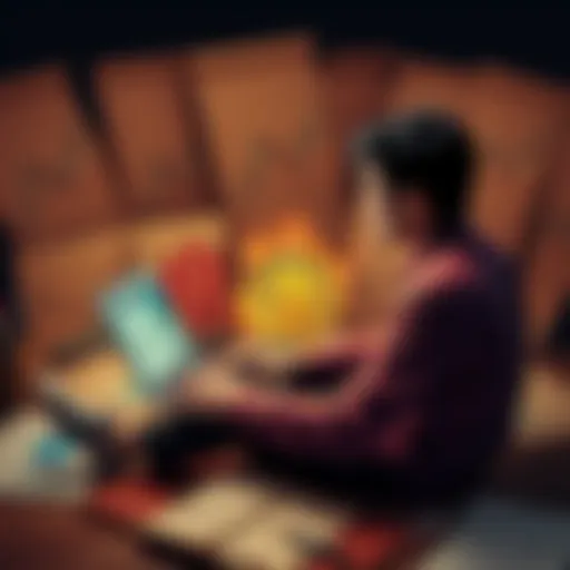 Bitcoin Journey A person studying Bitcoin on a laptop, surrounded by financial charts and notes, symbolizing the path to financial independence.
