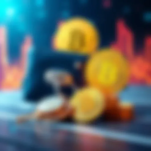 Illustration showing a hardware wallet alongside a visual representation of private keys and Bitcoin coins