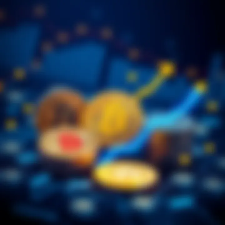 Illustration of Bitcoin coins with lending symbols and growth arrows, representing new financial uses for Bitcoin.
