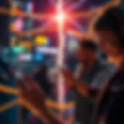 Bitcoin Lightning Network Adoption People using smartphones to make payments with Bitcoin through the Lightning Network