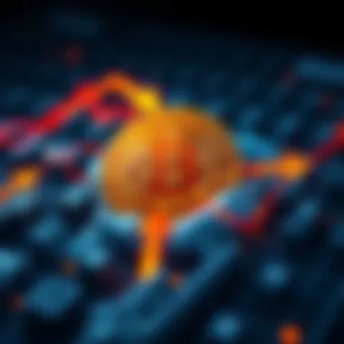 A visual representation of Bitcoin with arrows indicating a sell-off strategy, highlighting market movement