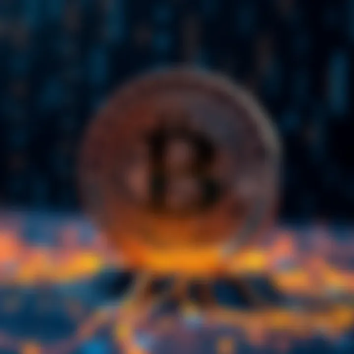 A graphic representation of the Bitcoin logo against a digital backdrop symbolizing innovation in finance