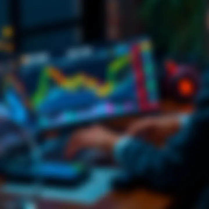 A person analyzing Bitcoin charts on a laptop, with a tax form and calculator nearby, symbolizing loss harvesting strategies for investors.