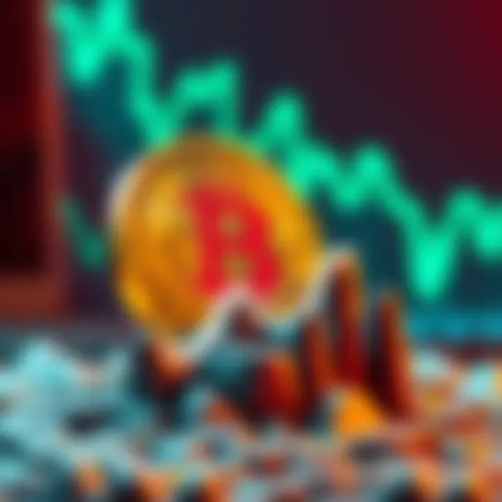 Illustration showing Bitcoin symbol with downward trend graph, indicating loss in holdings.