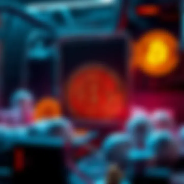 A low hashrate mining setup with Bitcoin logo and lottery symbols, showcasing the idea of mining as a gamble.