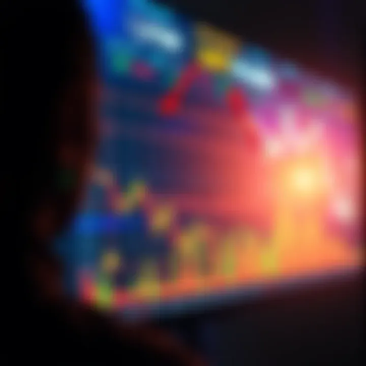 Bitcoin Market Activity A graph showing declining Bitcoin prices and liquidity, with a silhouette of a person looking at a screen showing financial graphs. The background hints at urgency with bright colors and arrows pointi...