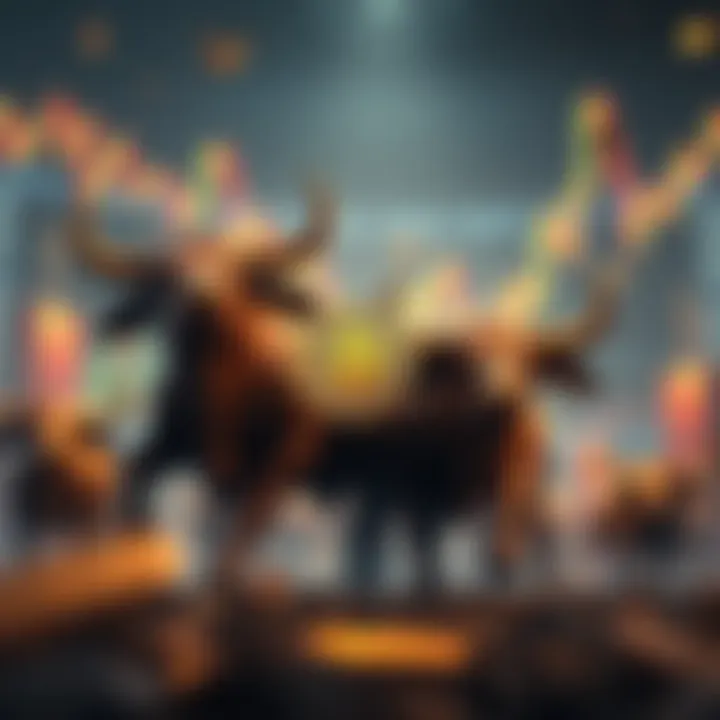 Bitcoin bulls celebrating at a $57,000 market level, showing signs of optimism and hope for a recovery, with charts indicating rising trends in the background.