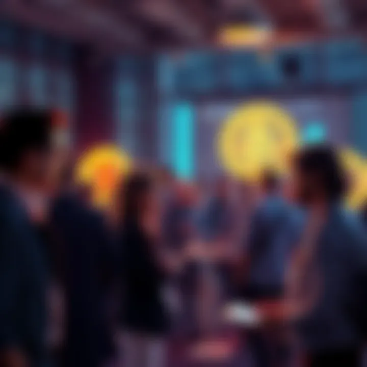 Bitcoin Market Cycle Discussion People exchanging ideas about factors influencing Bitcoin prices in a vibrant forum setting