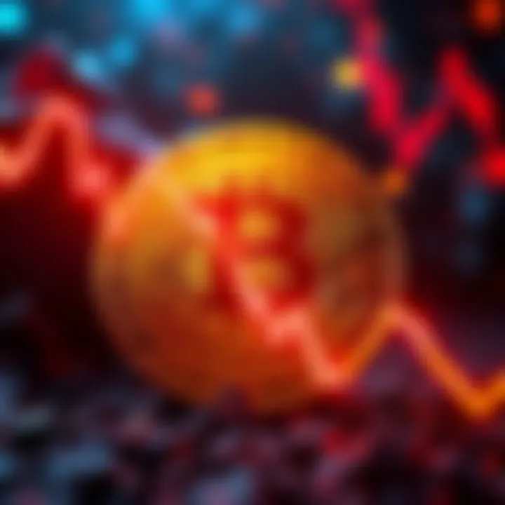 A downward trend line overlaid on a Bitcoin logo, symbolizing market worries and potential SEC interference.