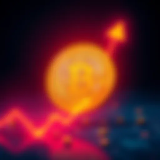 A downward trend graph with a Bitcoin symbol, depicting market panic and falling prices.
