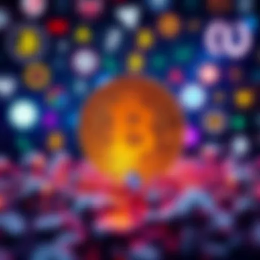 Bitcoin logo showing 63% dominance in the cryptocurrency market with various altcoin logos in the background