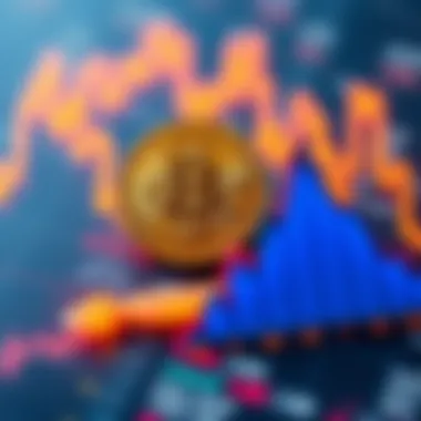 Bitcoin and market graphs A visual representation of Bitcoin with an upward trending graph showing market influences and demand factors