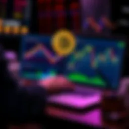 A person analyzing Bitcoin market trends on a laptop, showcasing bullish and bearish graphs