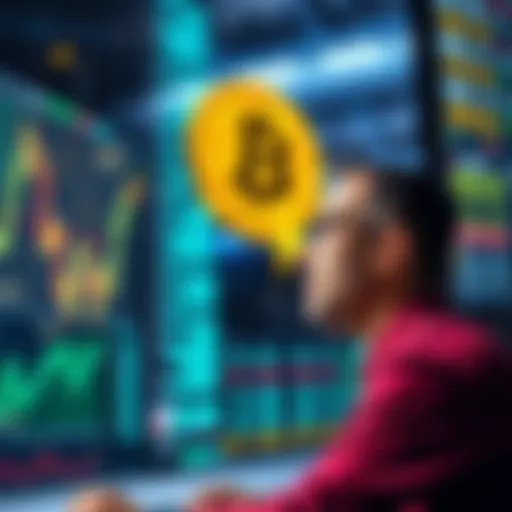 A chart showing Bitcoin's sudden drop in value, with a shocked investor looking at the screen, symbolizing financial loss.