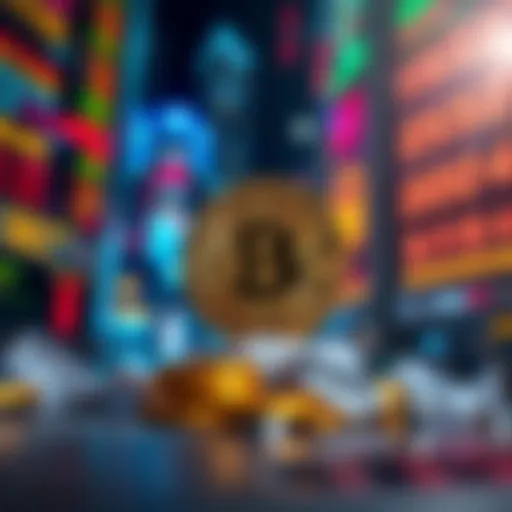 A visual representation of Bitcoin standing out as a strong investment option while other markets struggle, with a backdrop of declining job market indicators and industry performance.