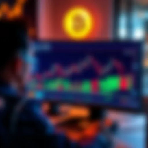 A person looking at a rising Bitcoin chart on a computer screen, reflecting on whether to buy back Bitcoin after selling