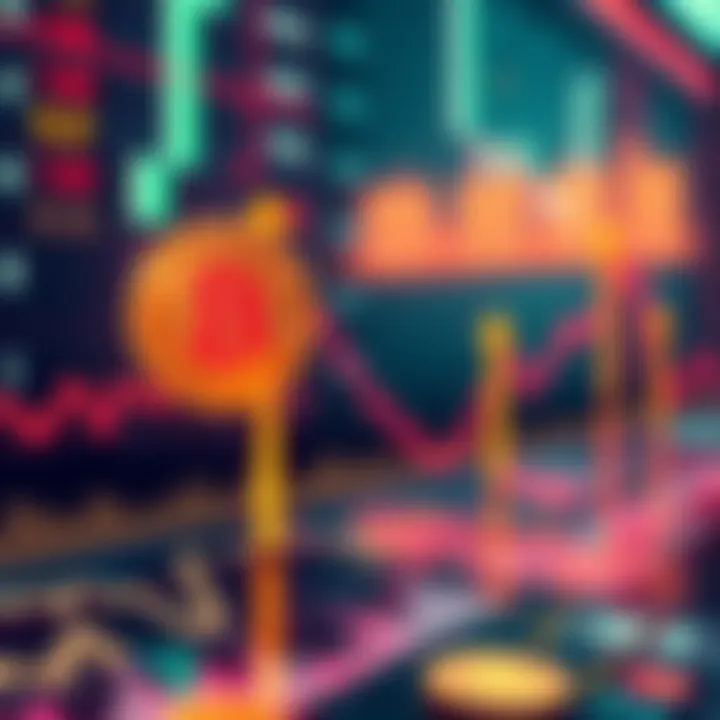 A graphic showing Bitcoin's price trends and historical cycles, with upward and downward arrows indicating market fluctuations.