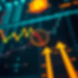 A graphic showing fluctuating Bitcoin prices with up and down arrows, representing market sentiment.
