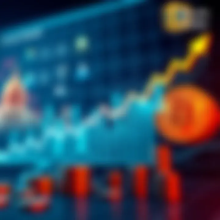 Graph showing rising Bitcoin demand with various political and economic symbols in the background